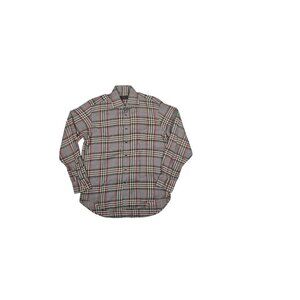 ETRO Milano Plaid Button Down Shirt 41 Brown Tan Pink Green Blue Long Sleeve
